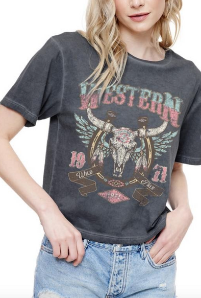The Maybelle Western Longhorn Cropped Graphic Tee