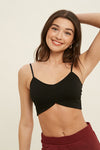 ribbed seamless bralette adjustable straps removable pads black