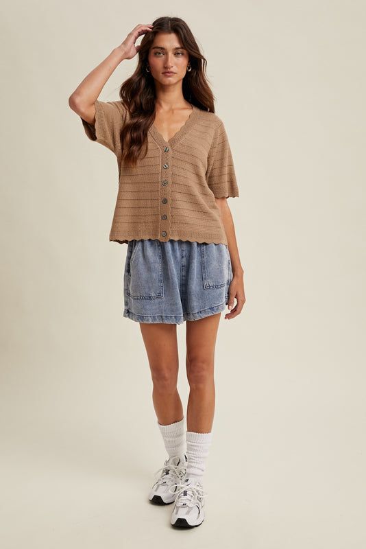 The Cassandra Scalloped Button Up Sweater