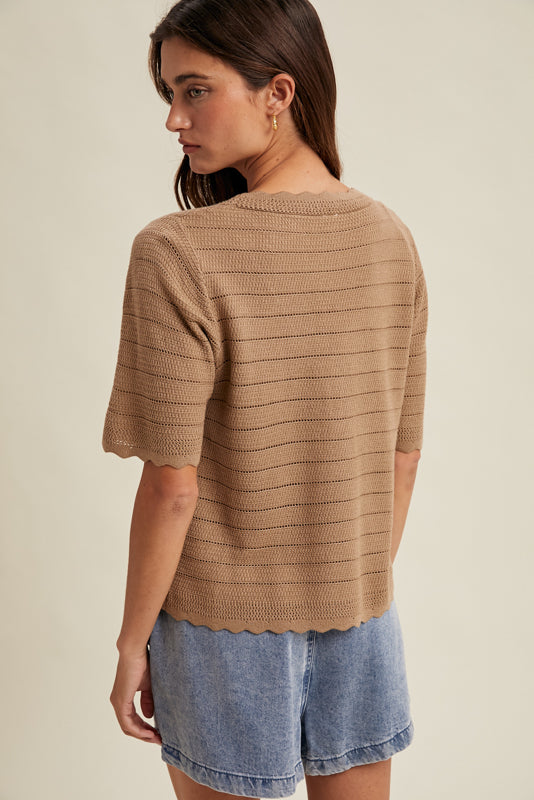 The Cassandra Scalloped Button Up Sweater