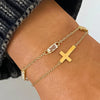 The Esther 18K Gold Non-Tarnish Layered Cross Bracelet