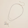layered silver necklace key lock heart charm pendants