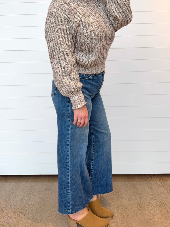 The Meg High Rise FabAb Wide Leg Raw Hem - Family Wash