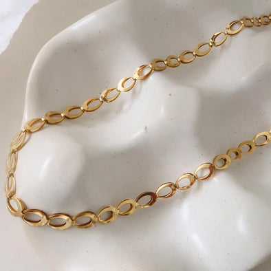 18k gold plated oval chain dainty layering necklace