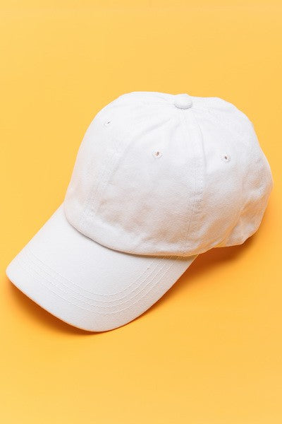 classic plain vintage washed baseball hat white