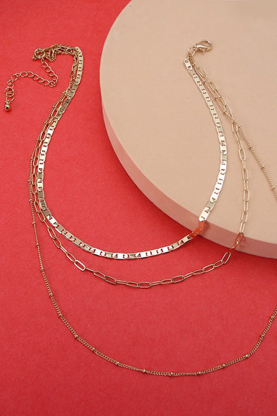 delicate multi layer chain necklace gold