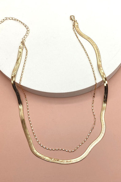 double snake and largo chain necklace gold