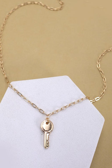 mini key link chain necklace gold