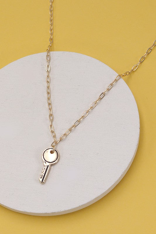 mini key link chain necklace gold