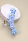 floral decorated hair claw clip translucent crescent shape blue