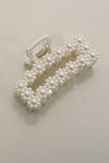 pearl hair claw clip flower ivory
