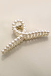 pearl hair claw clip oval ivory