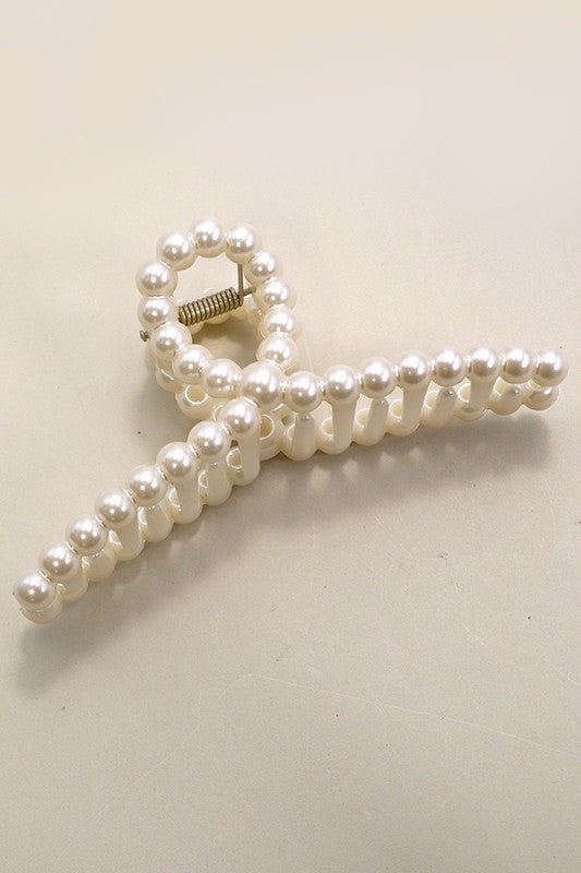 pearl hair claw clip oval ivory