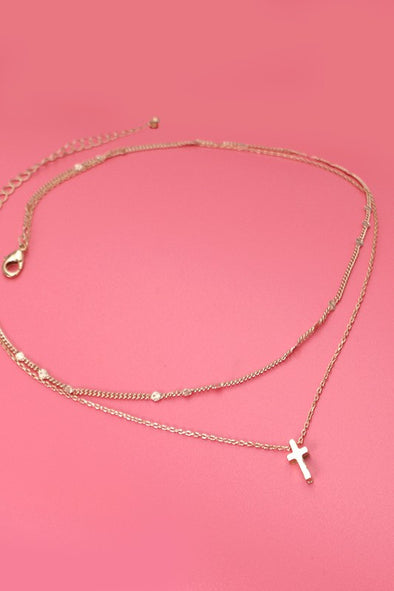 double layered cross necklace