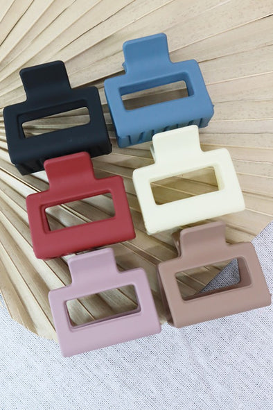 small mini matte rectangle cutout hair claw clip multi color