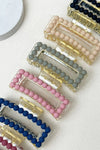 matte rectangle cutout beaded hair claw clip multi color