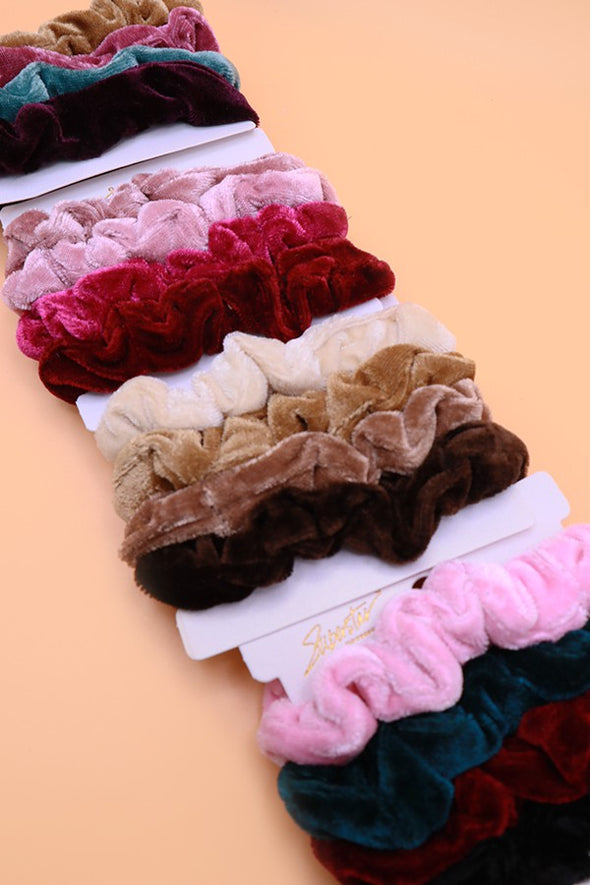 4 piece set velvet scrunchies thin soft holiday fall winter