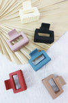 matte mini rectangle cutout hair claw clip 2 piece set multi color