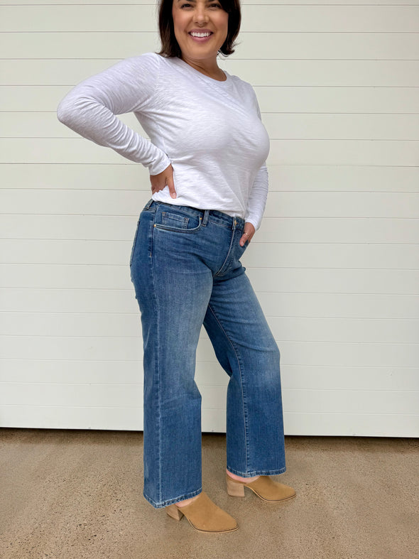 The Charlotte Mid Rise FabAb Wide Leg Jeans - Historical Wash