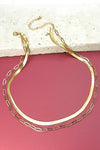 gold necklace double layered snake chain paperclip chain