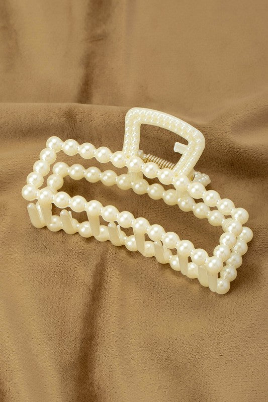 The Ruthie Rectangle Pearl Hair Claw Clip