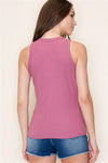 mauve staccato high neck ribbed fitted tank