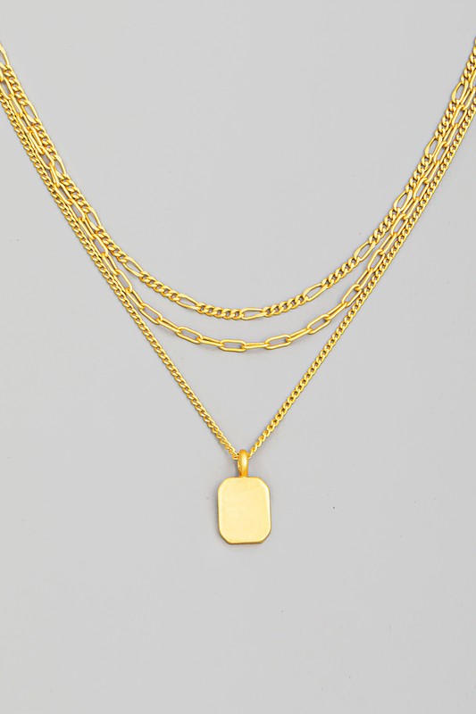 The Hunter Rectangle Charm Layered Necklace