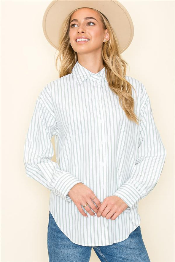 The Simmone Striped Button Up Top