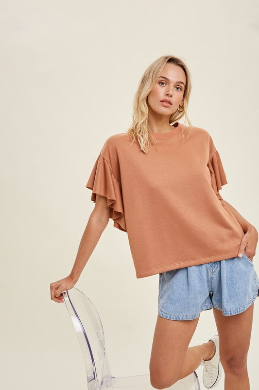 The Louella Ruffle Sleeve Knit Top
