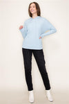 staccato drawstring neck long sleeve lightweight textured hoodie top light blue