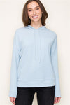 staccato drawstring neck long sleeve lightweight textured hoodie top light blue