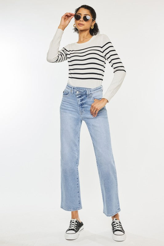 The Roxanna High Rise 90's Criss Cross Straight Jeans