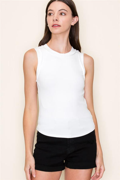 staccato basic ribbed tank crewneck fitted white