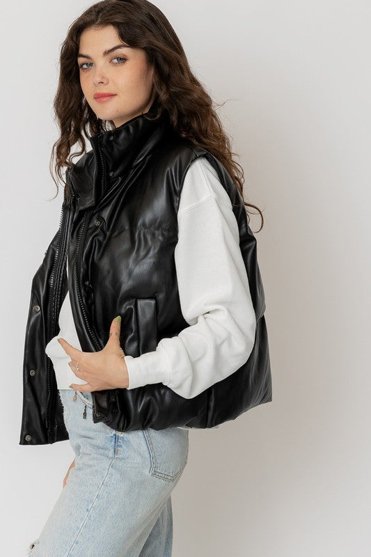 Women's Faux Leather Puffer Vest - … curated on LTK