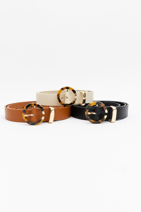 faux leather tortoise shell ivory belt