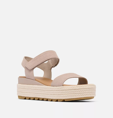 sorel cameron flatform sandal suede straps crushed clay gum