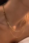 kelsey gold layered necklace paperclip chain