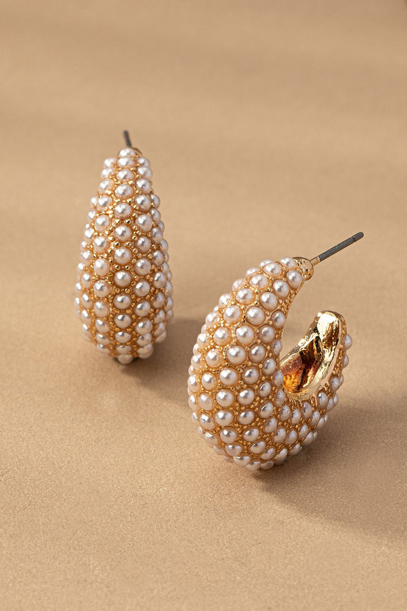 The Giselle Mini Pearl Hoop Earrings
