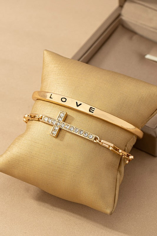 The Joella Love + Cross Bracelet Set