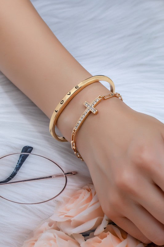 The Joella Love + Cross Bracelet Set