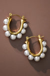 18k gold pearl hoop earrings