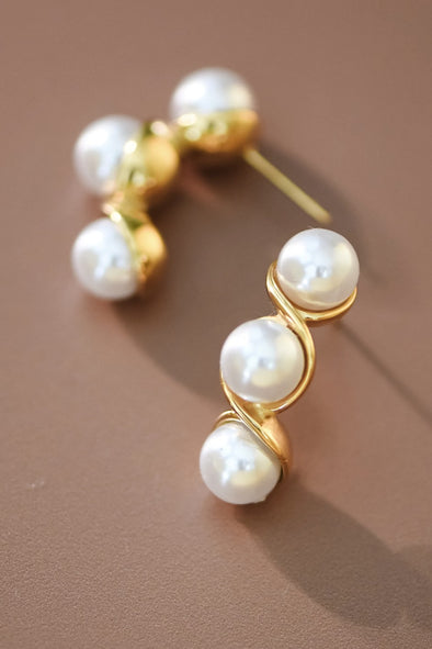 18K gold dipped pearl stud earring 