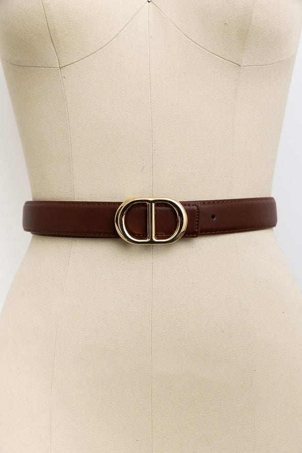 double o-ring genuine leather belt camel