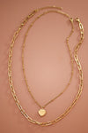 18K gold dipped necklace layered paperclip chain heart pendant