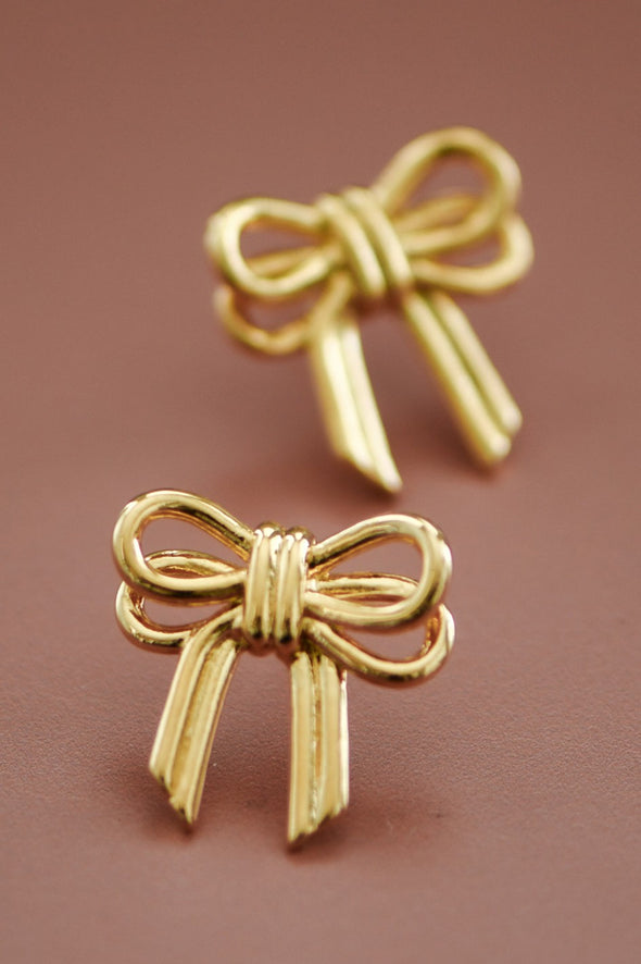 18k gold plated bow stud earrings