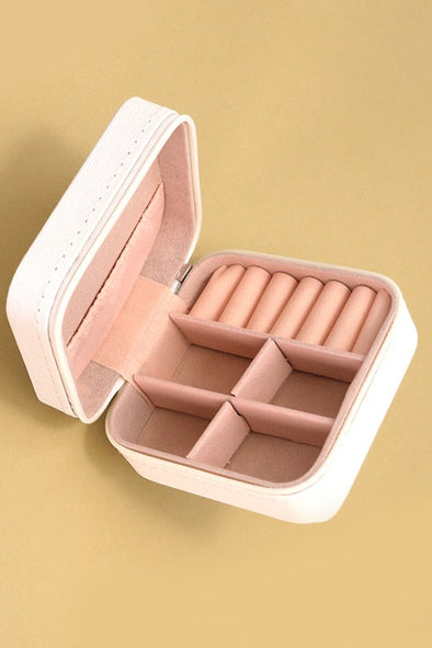 compact jewelry travel case off white red