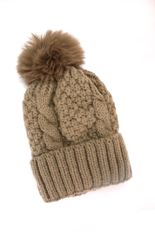 The Serena Cable Knit Pom Beanie