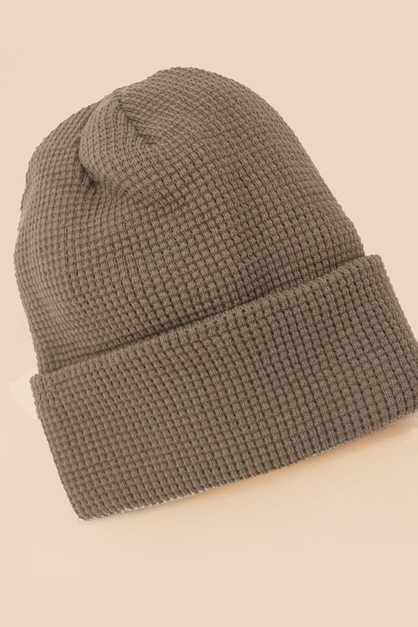 ribbed knit beanie stocking hat brown