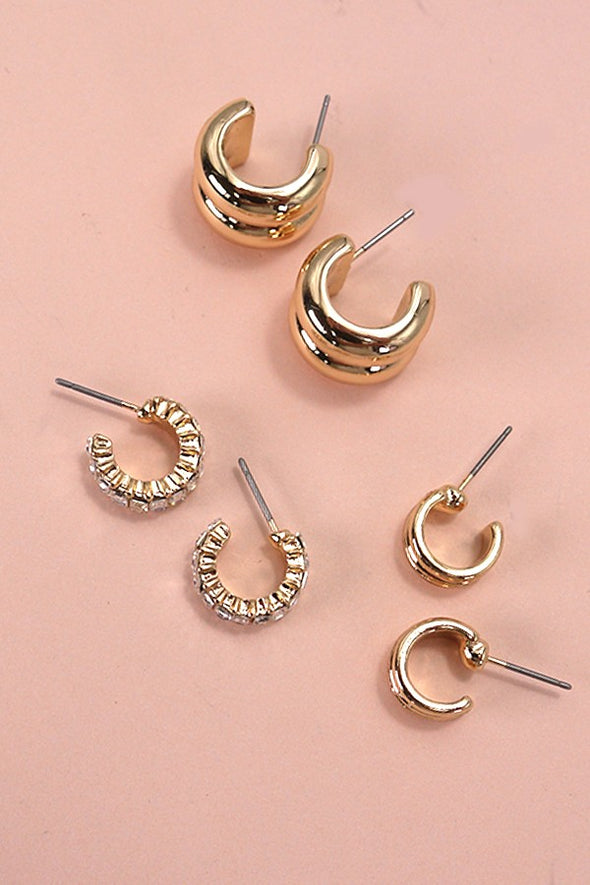 huggie hoop earring set 