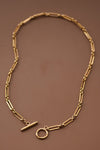 18k gold plated toggle necklace chunky rectangle chain